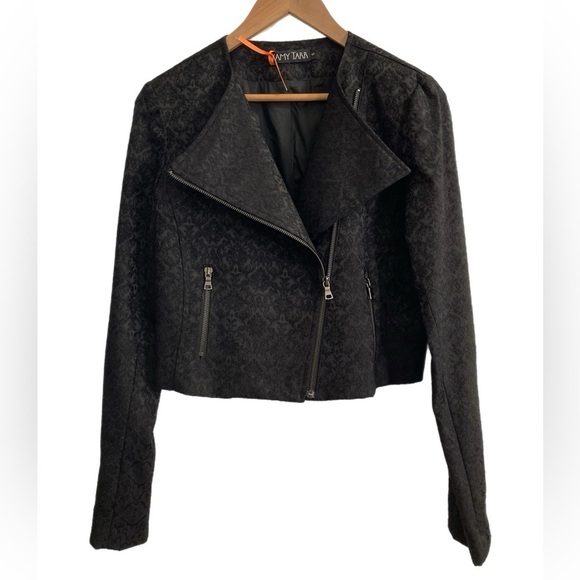 J’Amy Tarr black brocade moto jacket - Picture 1 of 6